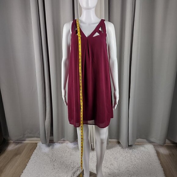 Peach Love California Womens Burgundy, Fully Lined Flowing Midi Dress Size Small - Picture 5 of 11